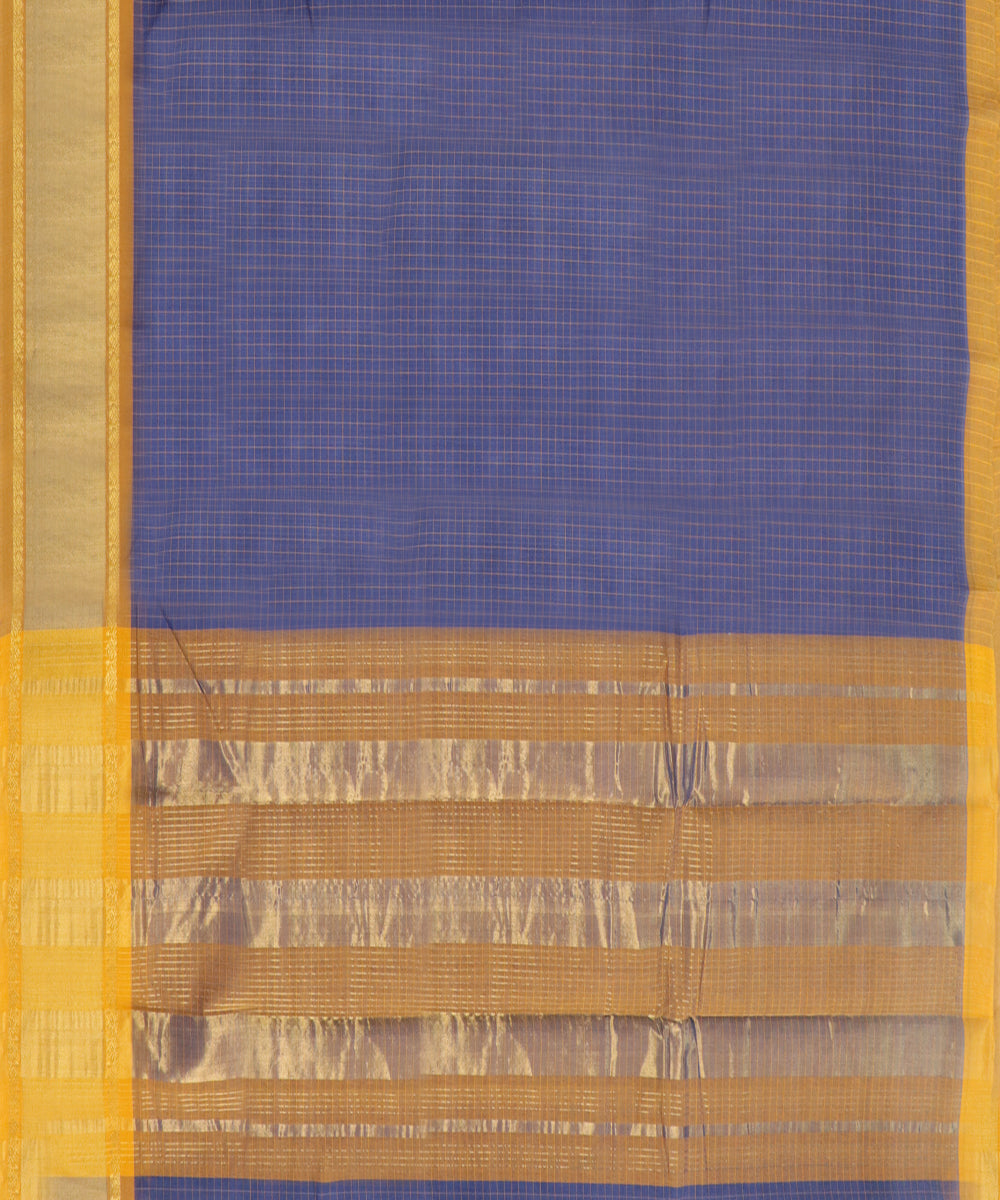 Navy blue yellow handwoven madhavaram cotton saree