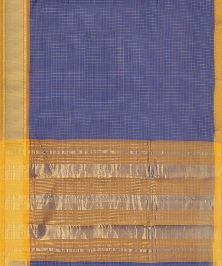 Navy blue yellow handwoven madhavaram cotton saree