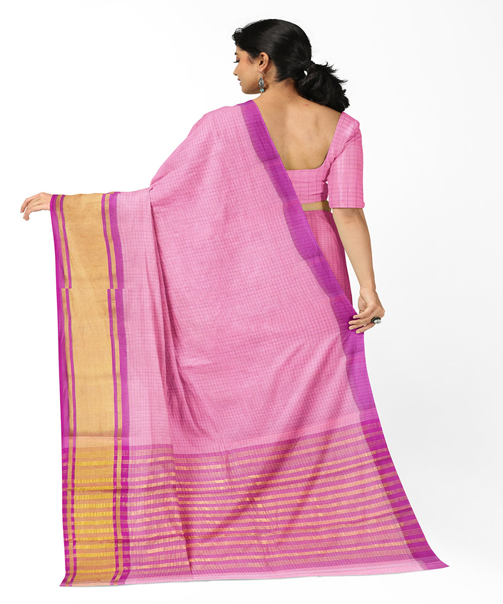 Pink purple handwoven madhavaram cotton saree