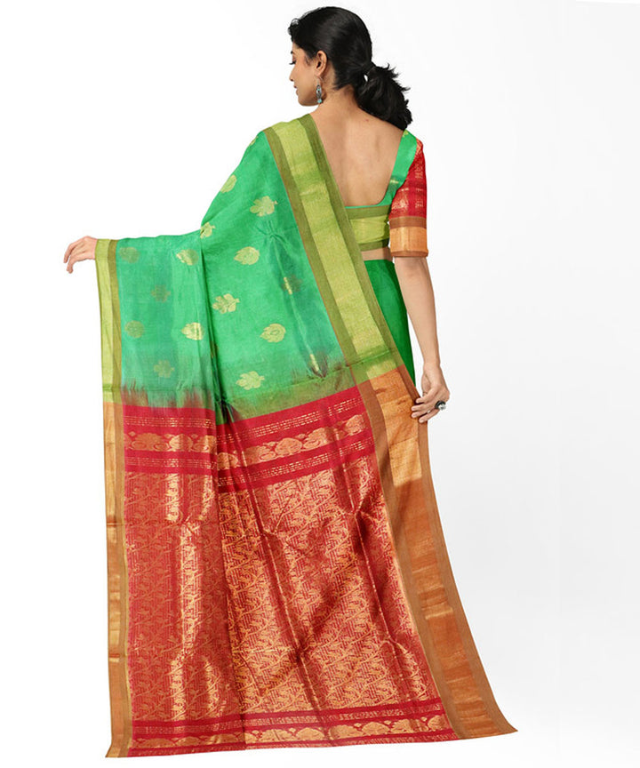 Green red sico handwoven madhavaram saree