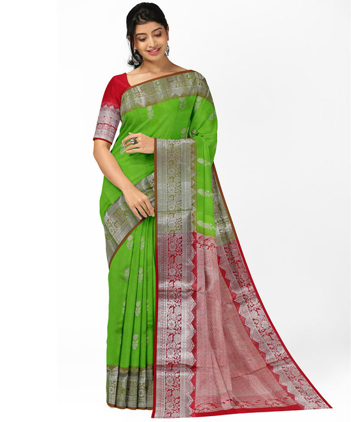 Green red silk handwoven madhavaram saree