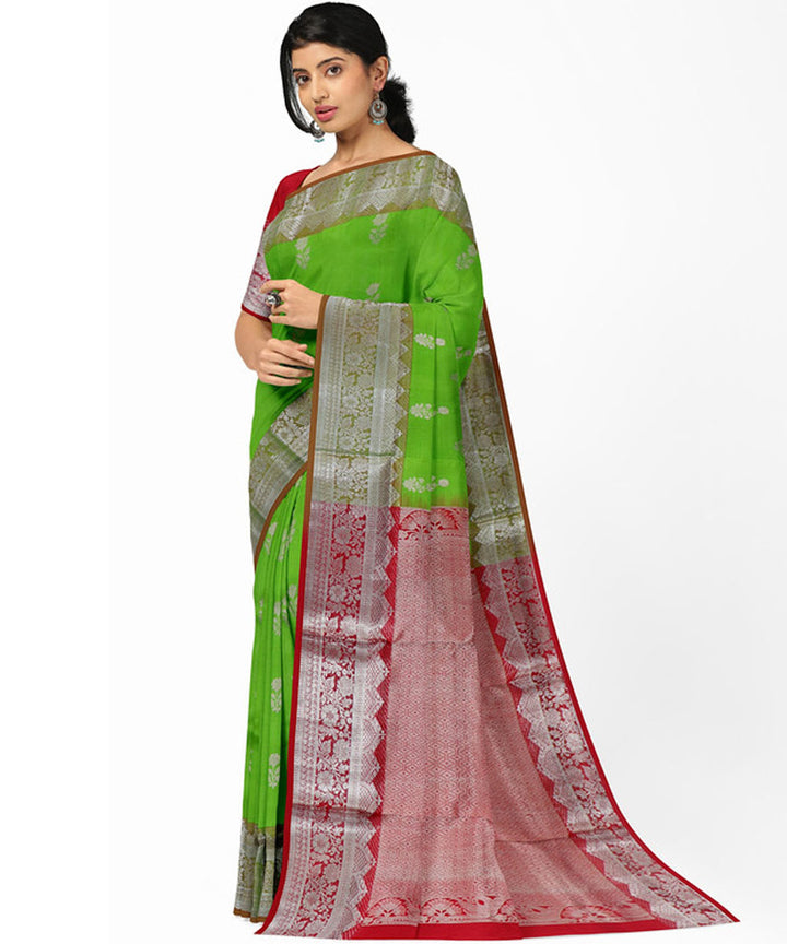 Green red silk handwoven madhavaram saree