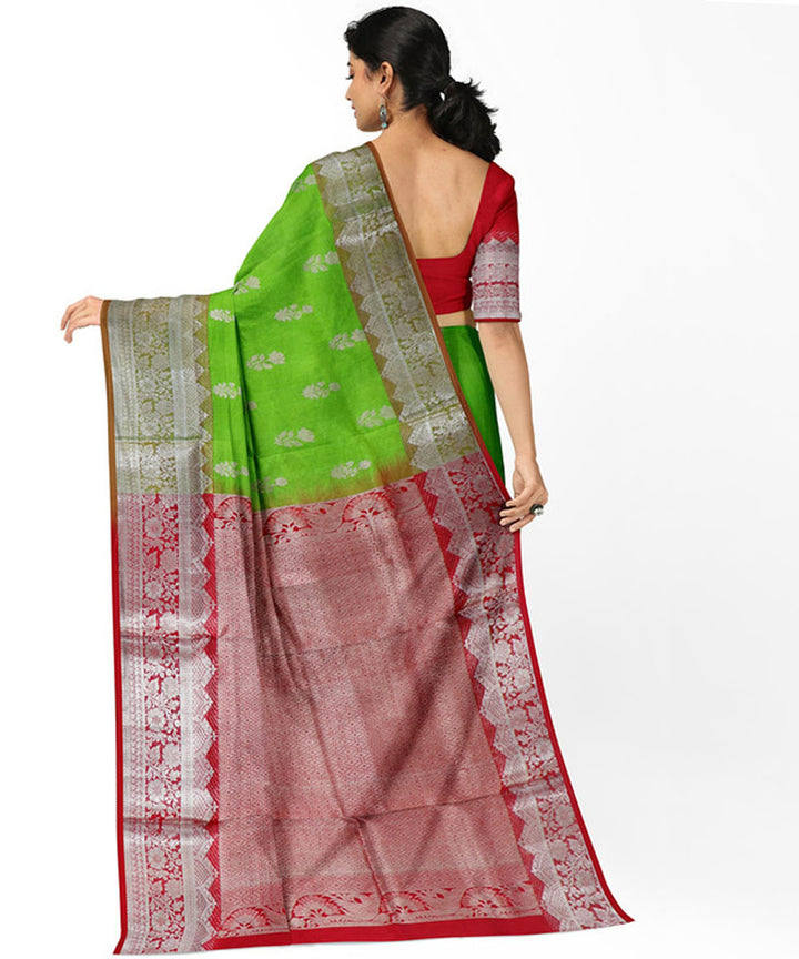Green red silk handwoven madhavaram saree