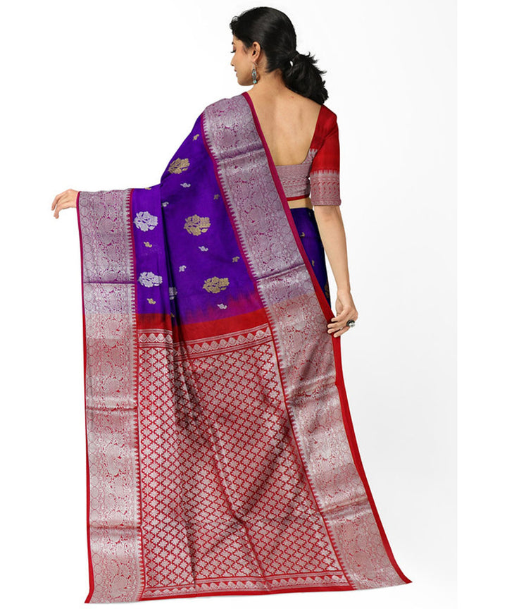 Purple red silk handwoven madhavaram saree