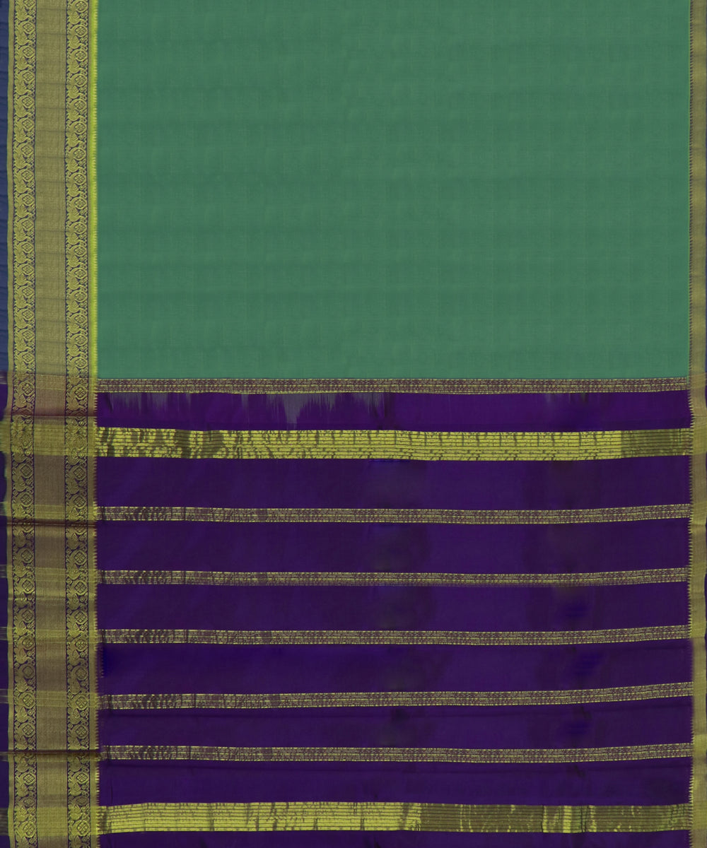 Cyan Green blue Cotton Silk handwoven mangalagiri saree
