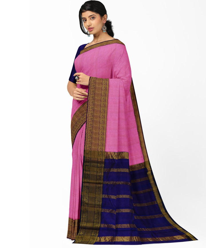 lavender blue Cotton Silk handwoven mangalagiri saree