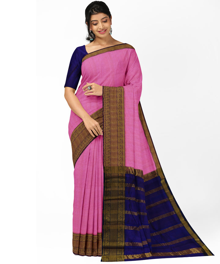 lavender blue Cotton Silk handwoven mangalagiri saree