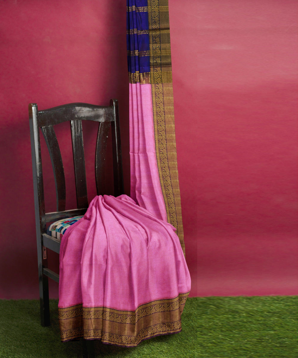 lavender blue Cotton Silk handwoven mangalagiri saree