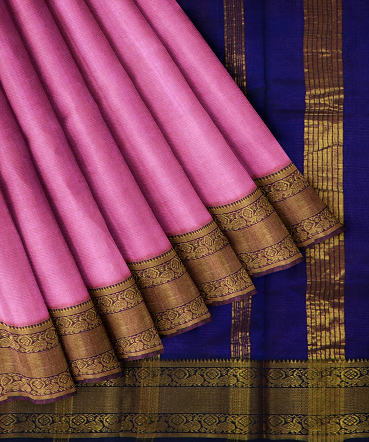 lavender blue Cotton Silk handwoven mangalagiri saree