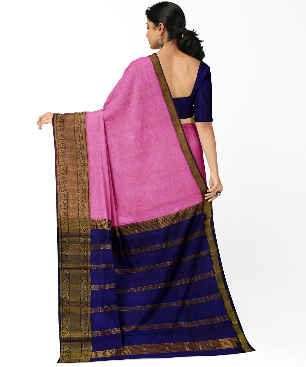 lavender blue Cotton Silk handwoven mangalagiri saree