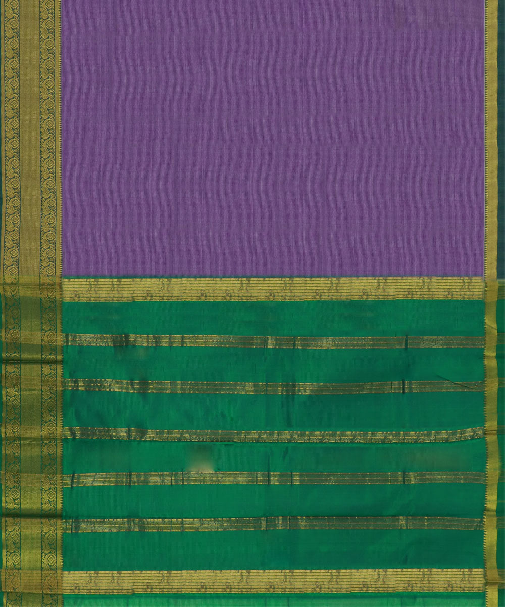 Violet green Cotton Silk handwoven mangalagiri saree
