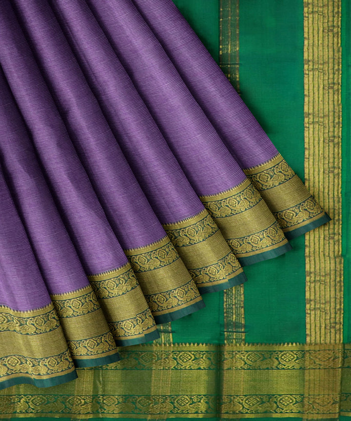 Violet green Cotton Silk handwoven mangalagiri saree