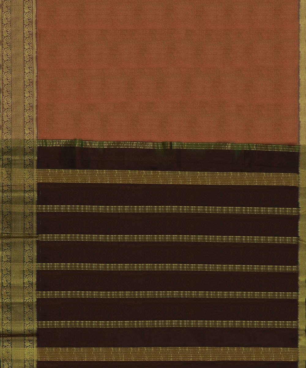 Peach brown Cotton Silk handwoven mangalagiri saree