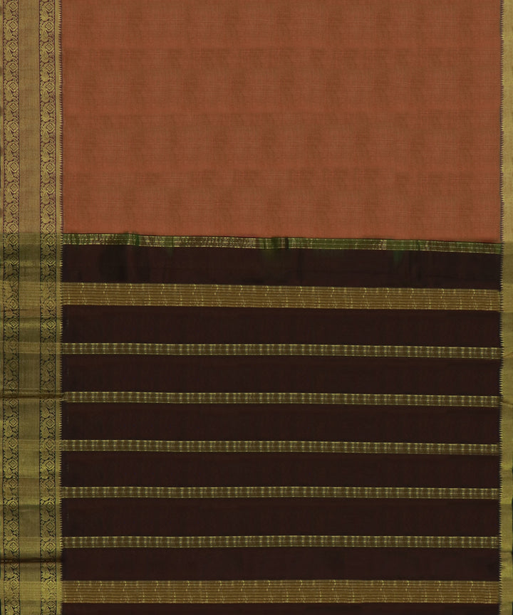 Peach brown Cotton Silk handwoven mangalagiri saree