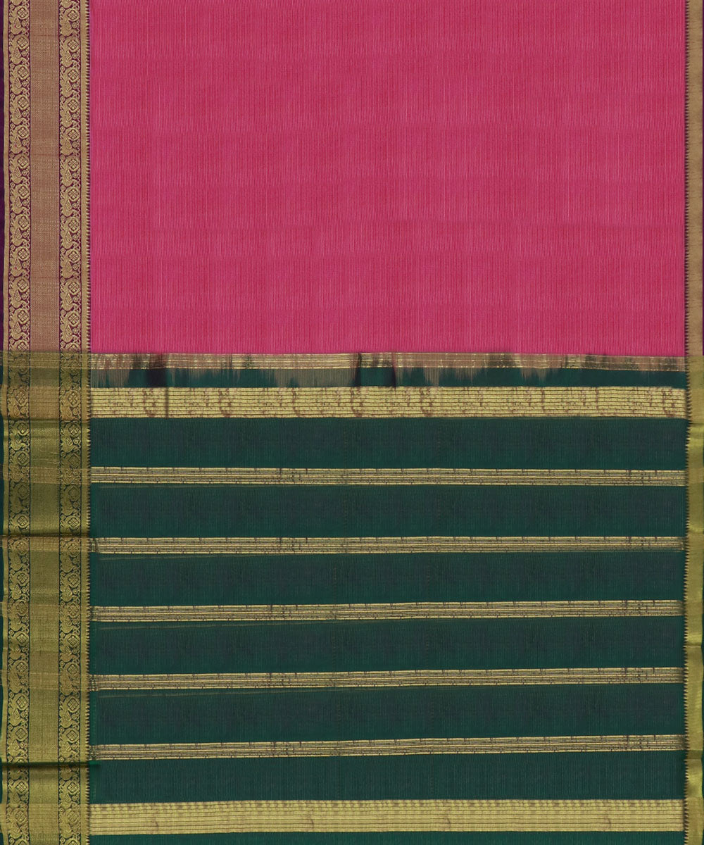 Pink green Cotton Silk handwoven mangalagiri saree