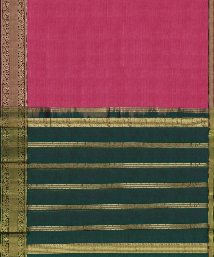 Pink green Cotton Silk handwoven mangalagiri saree