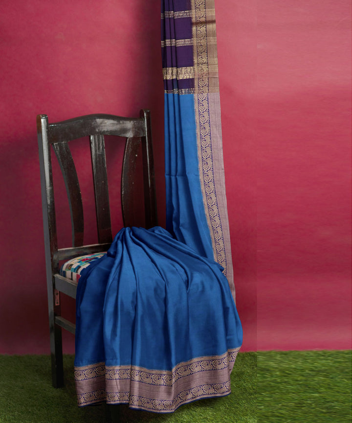 Navy blue purple Cotton Silk handwoven magalagiri saree