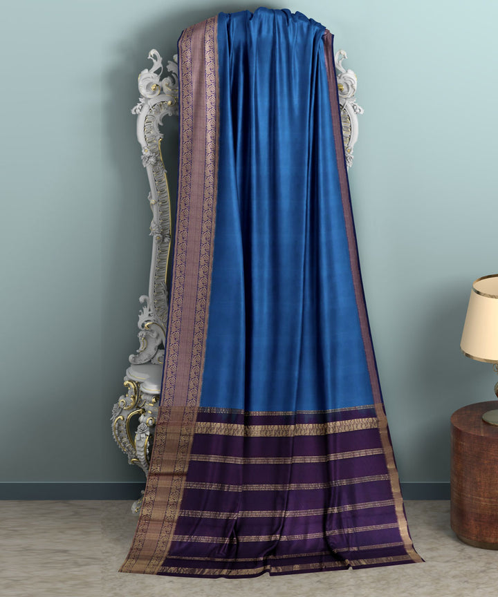 Navy blue purple Cotton Silk handwoven magalagiri saree