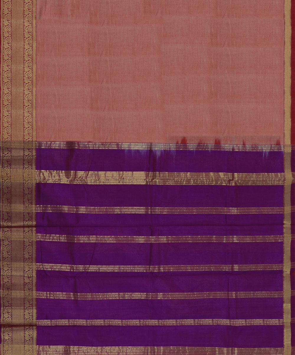 Peach voilet Cotton Silk handwoven mangalagiri saree