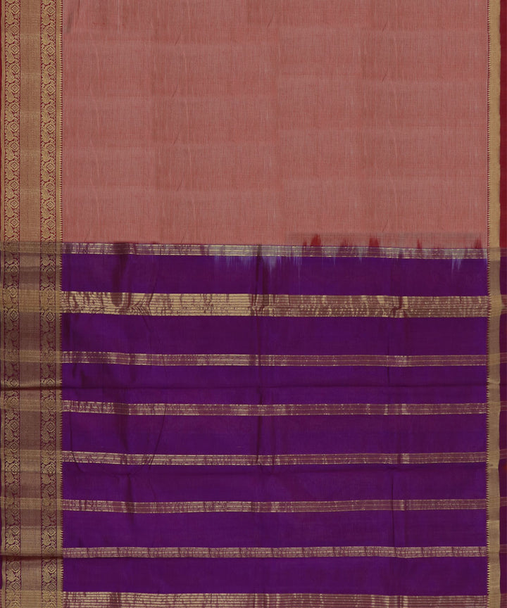 Peach voilet Cotton Silk handwoven mangalagiri saree