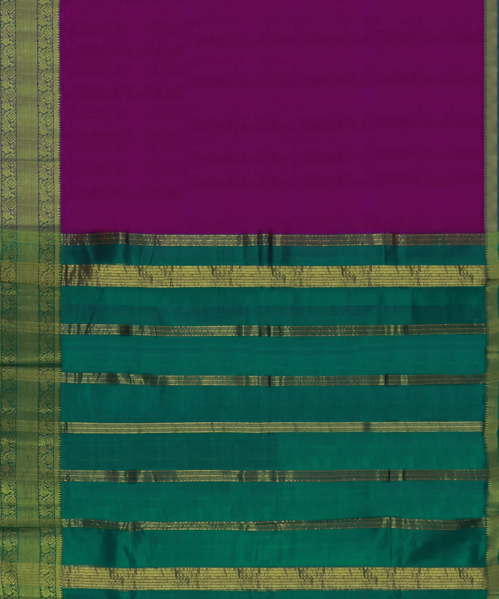 purple green Cotton Silk handwoven mangalagiri saree