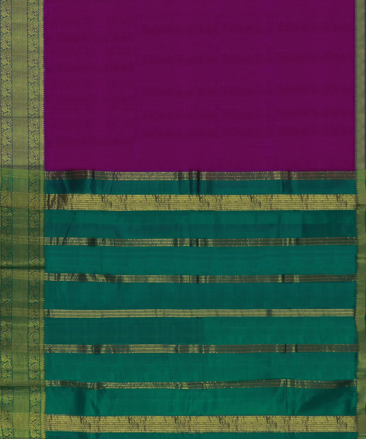 purple green Cotton Silk handwoven mangalagiri saree