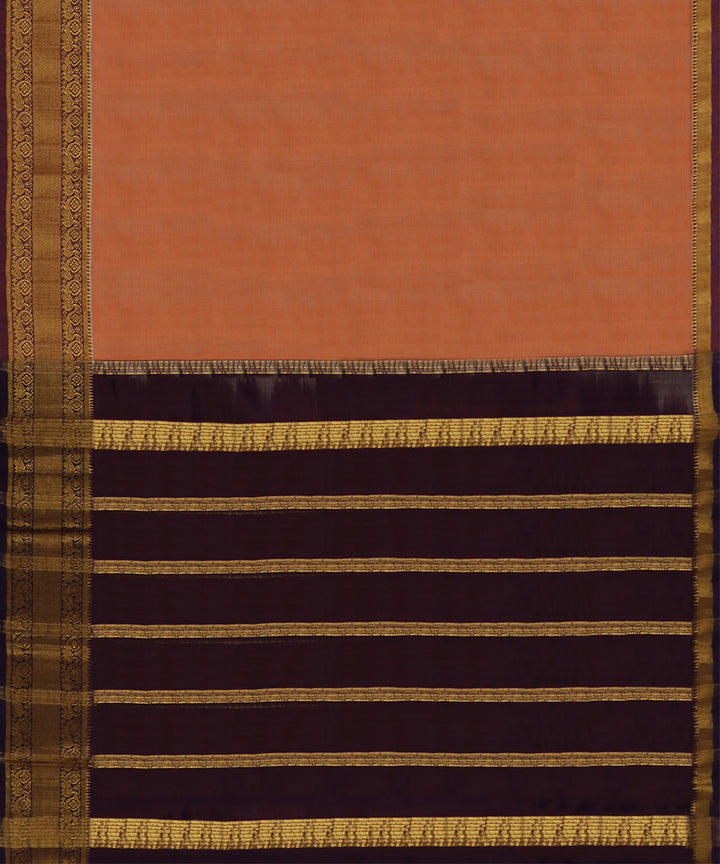 Peach brown Cotton Silk handwoven mangalagiri saree
