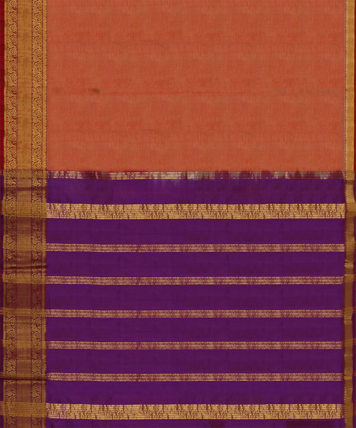 Orange voilet Cotton Silk handwoven mangalagiri saree