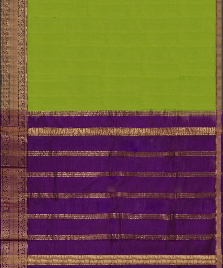 Light green voilet Cotton Silk handwoven mangalagiri saree
