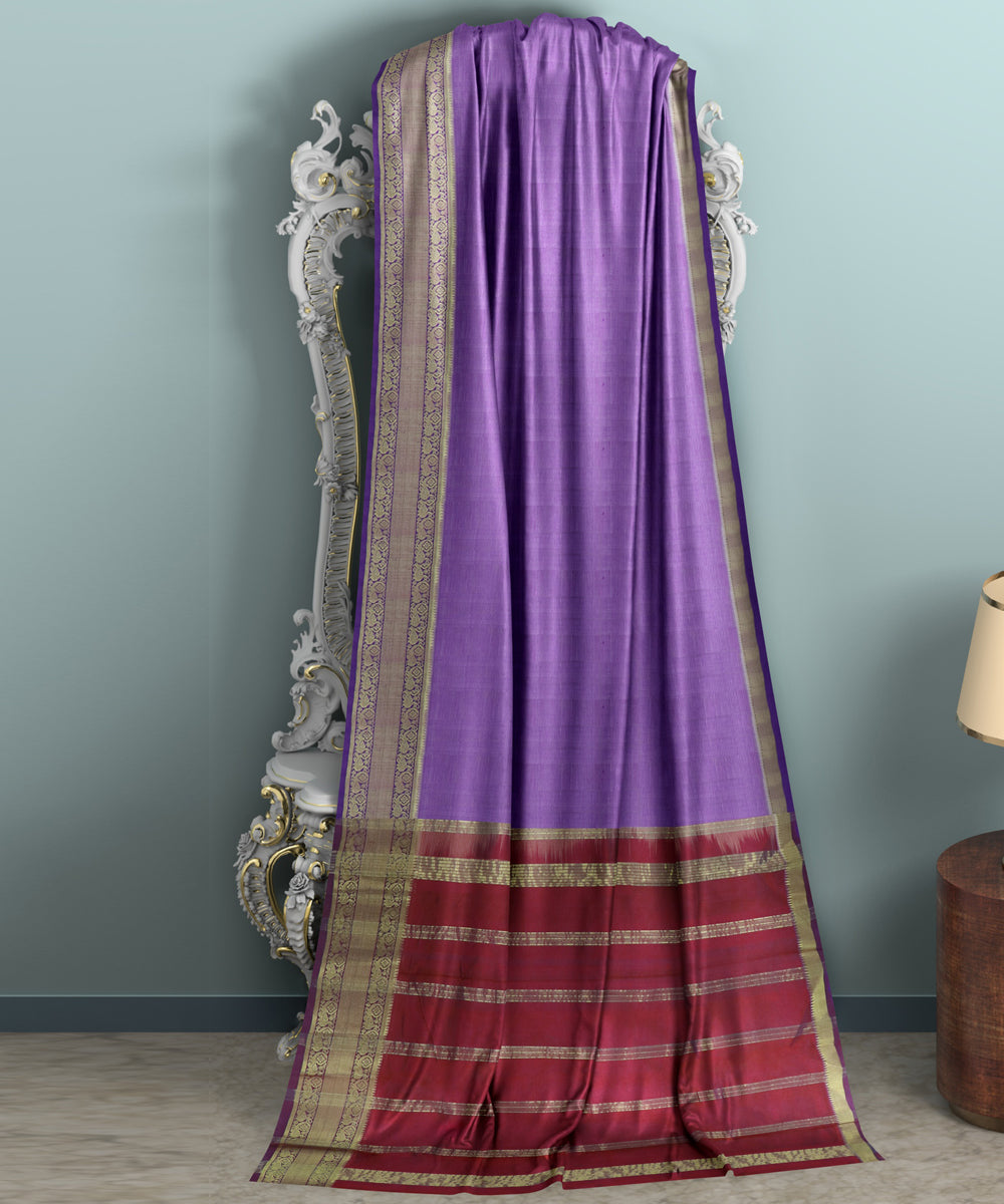 Purple red Cotton Silk handwoven mangalagiri saree
