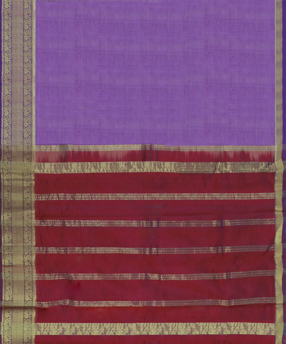 Purple red Cotton Silk handwoven mangalagiri saree