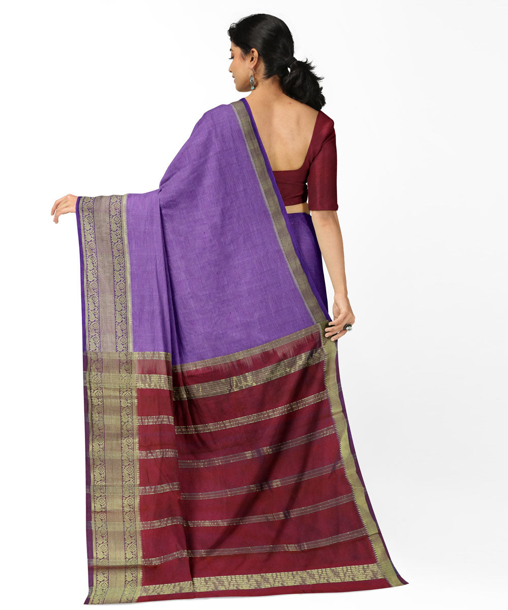 Purple red Cotton Silk handwoven mangalagiri saree