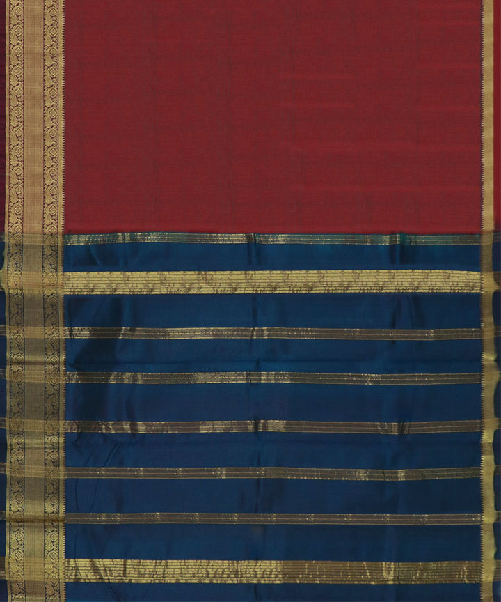Red navy blue Cotton Silk handwoven mangalagiri saree
