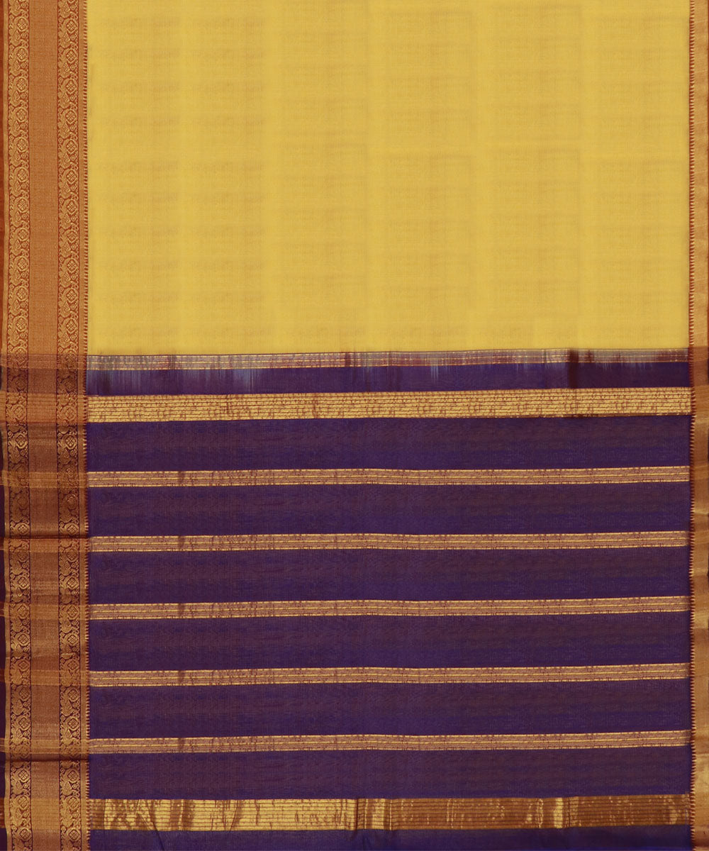 Yellow voilet Cotton Silk handwoven mangalagiri saree