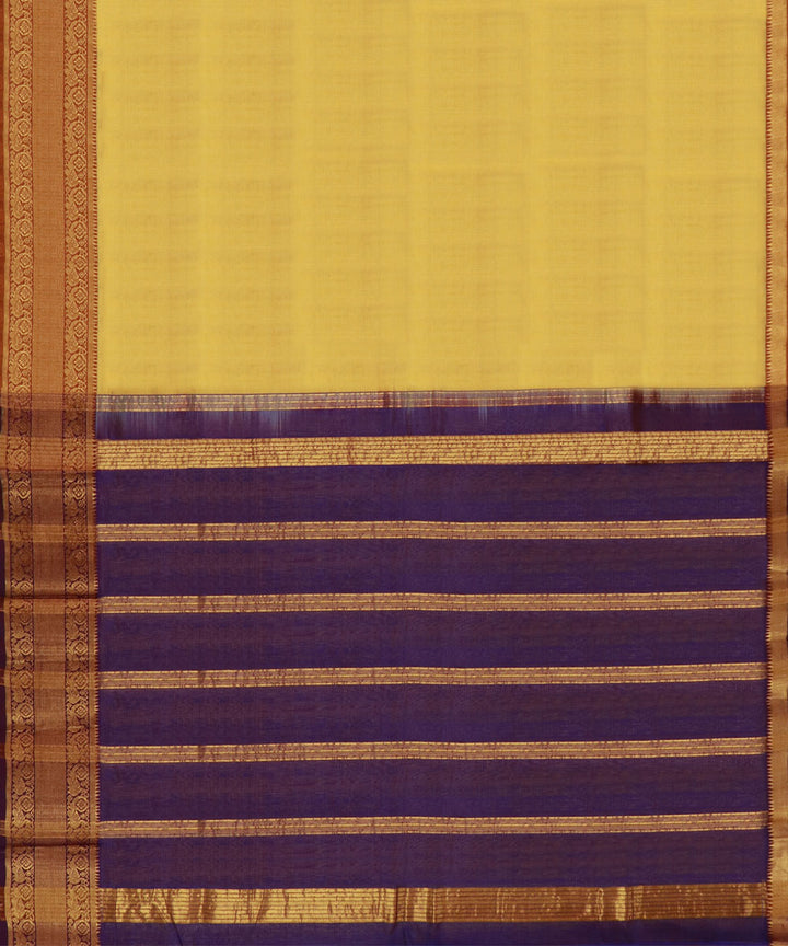 Yellow voilet Cotton Silk handwoven mangalagiri saree