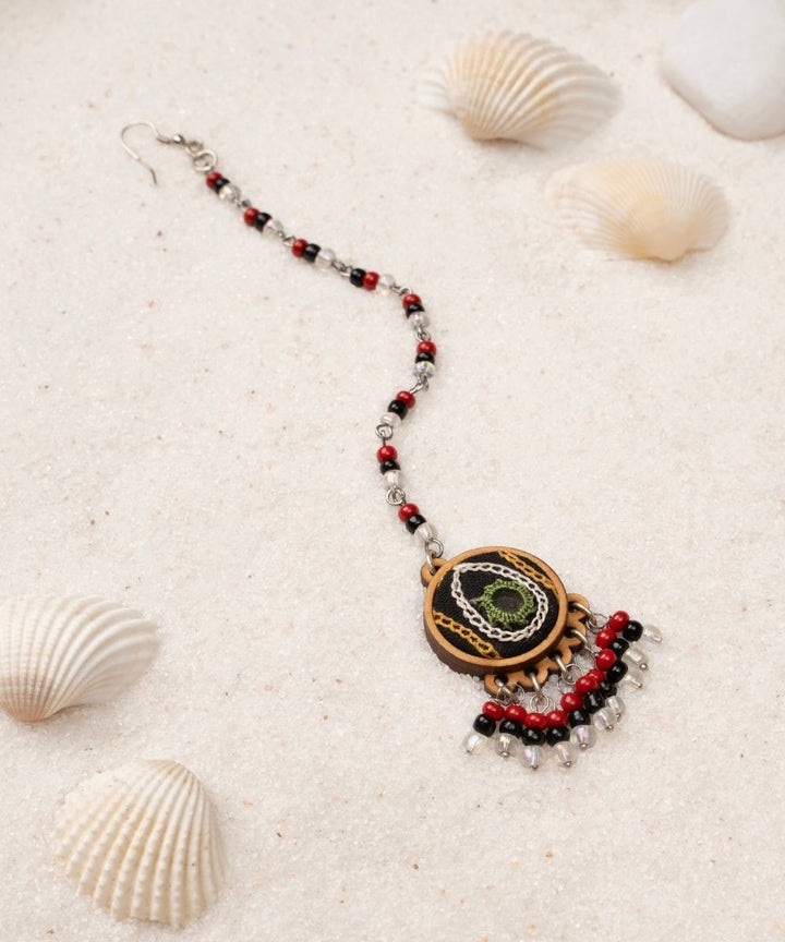 Multicolor hand embroidered maang tika