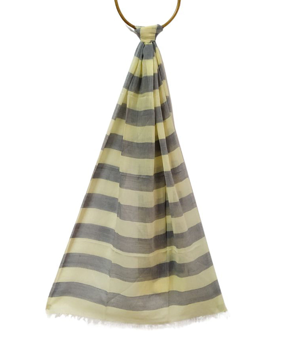 White grey handwoven cotton stole