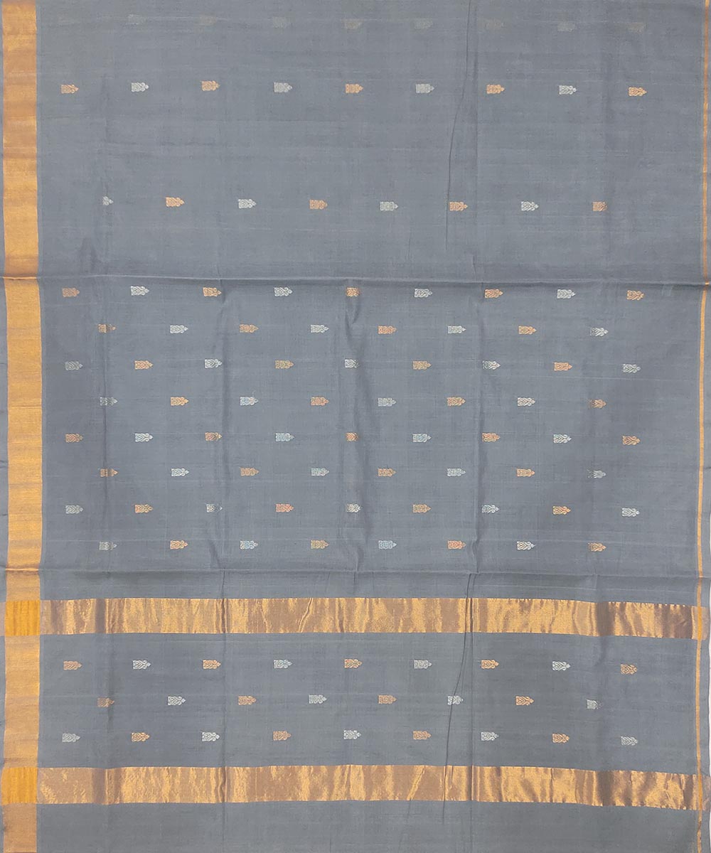 Grey handwoven venkatagiri cotton saree