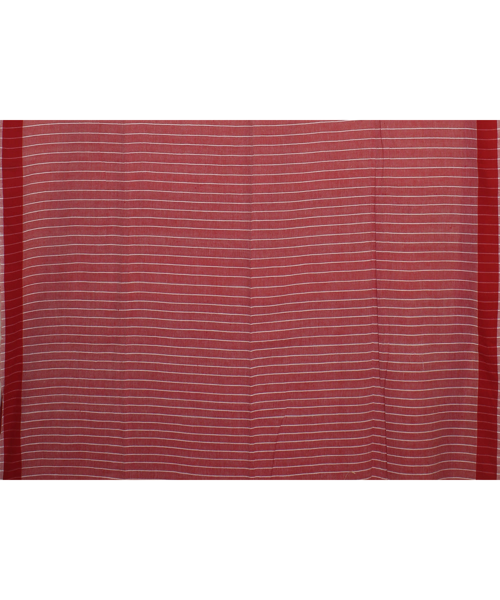 Offwhite red handloom soft cotton jamdani saree