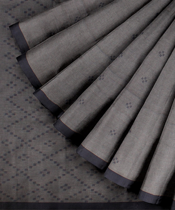 Grey navy grey handloom jamdani soft cotton saree