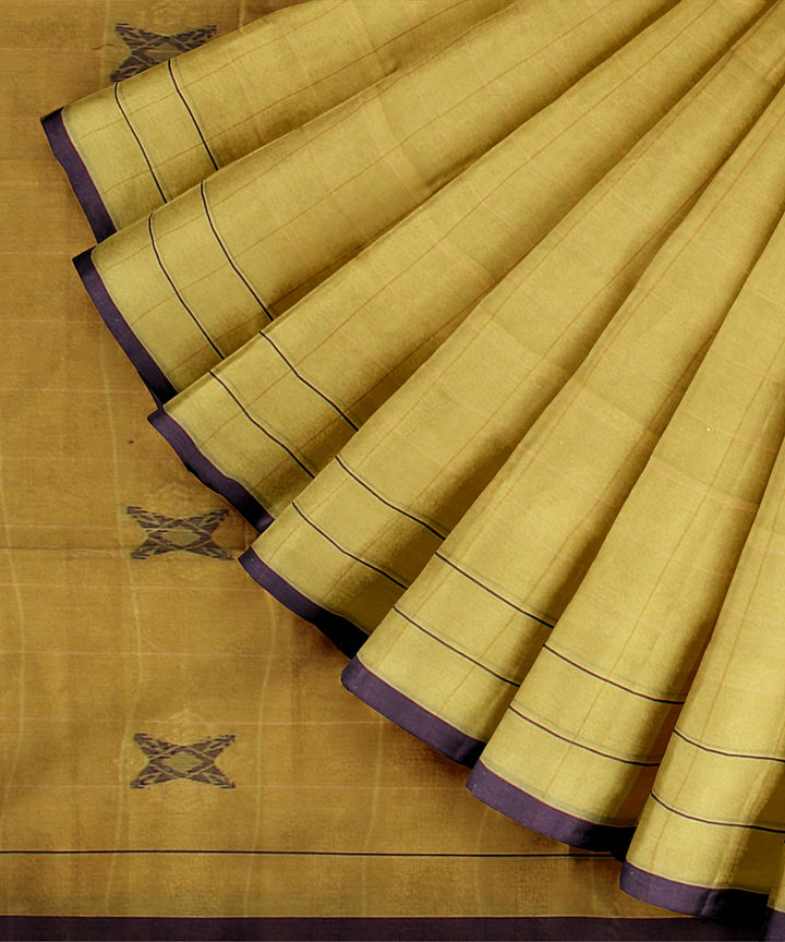 Yellow blue handloom jamdani soft cotton saree