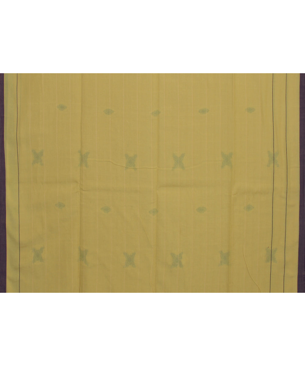 Yellow blue handloom jamdani soft cotton saree