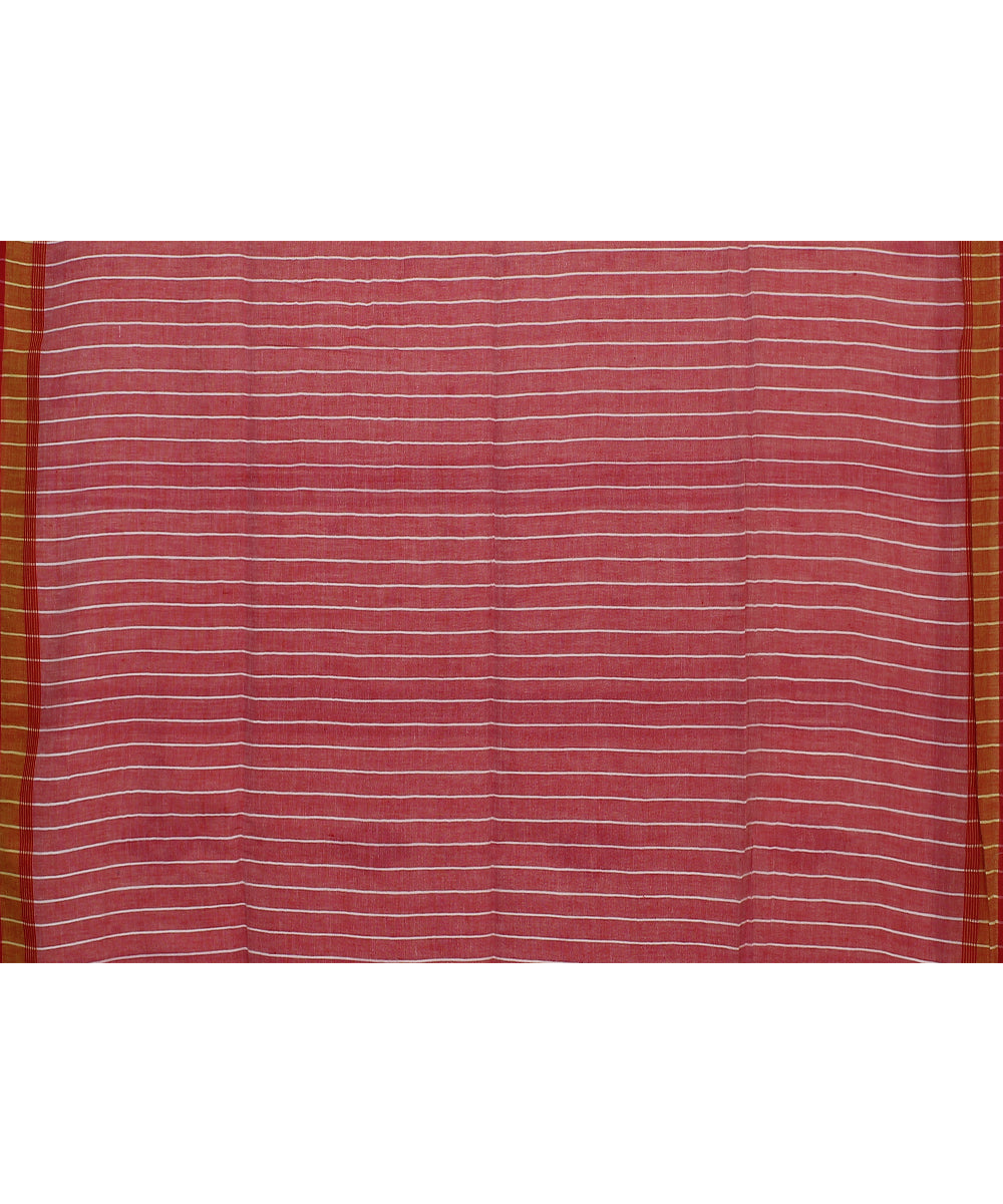 Offwhite yellow red handloom jamdani soft cotton saree