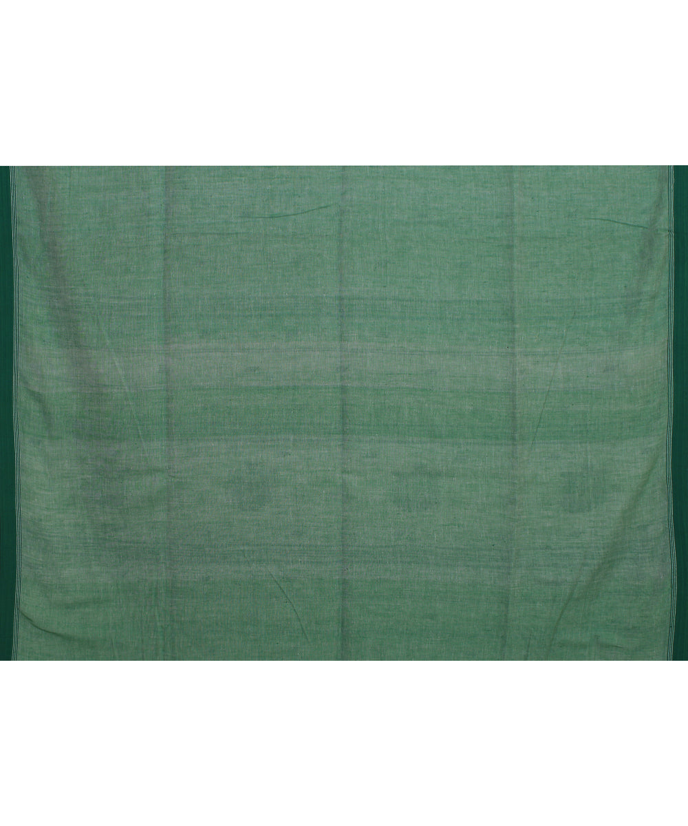 Offwhite green handloom jamdani soft cotton saree