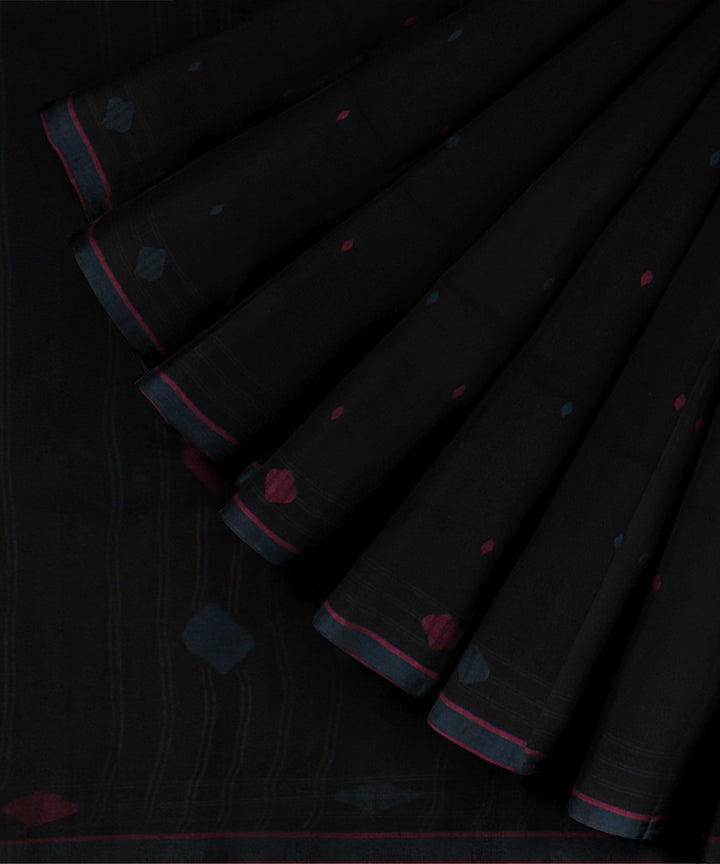 Black pink handloom jamdani soft cotton saree