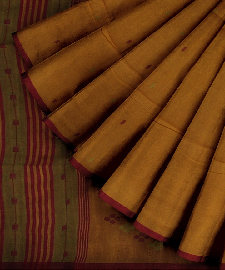 Yellow pink handloom jamdani soft cotton saree