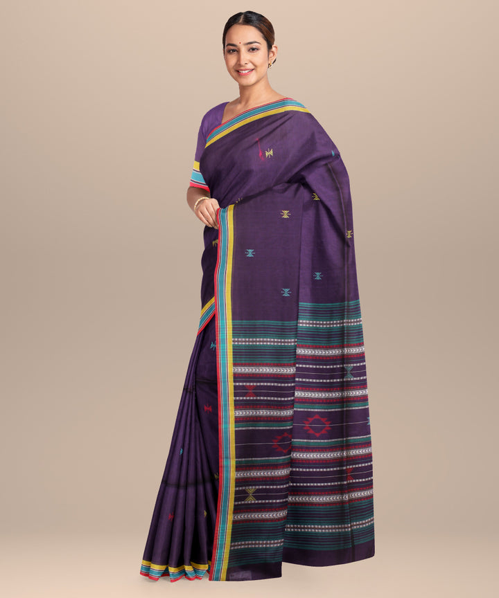 Purple red handloom jamdani cotton saree