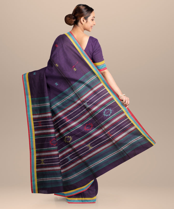 Purple red handloom jamdani cotton saree