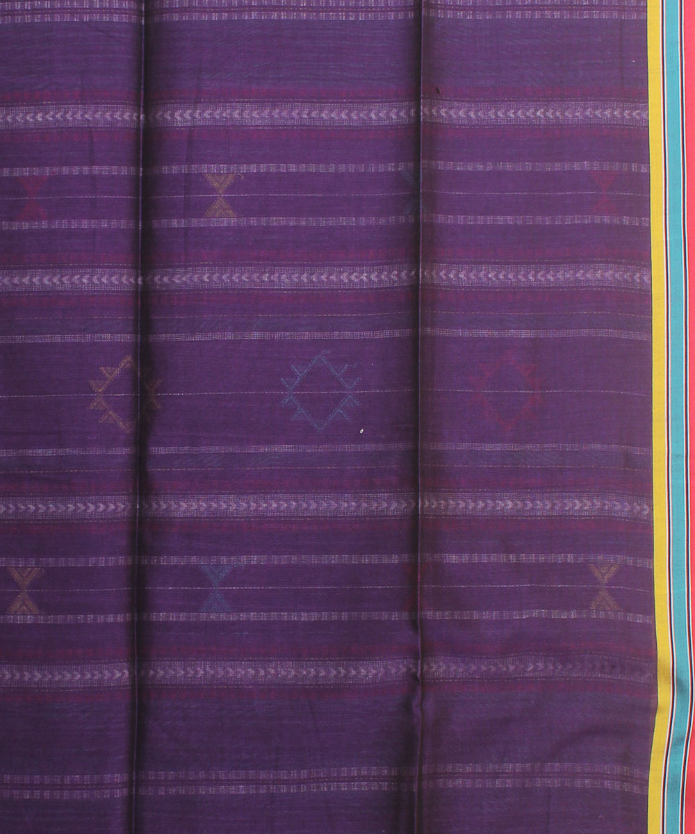 Purple red handloom jamdani cotton saree