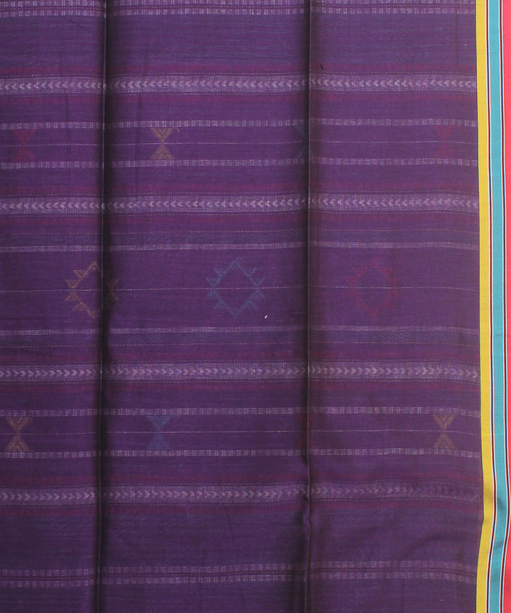 Purple red handloom jamdani cotton saree